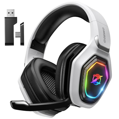 Ozeino Wireless Gaming Headset for PS5, PC, Switch| Lossless Audio-40H Batt - color: Black and White