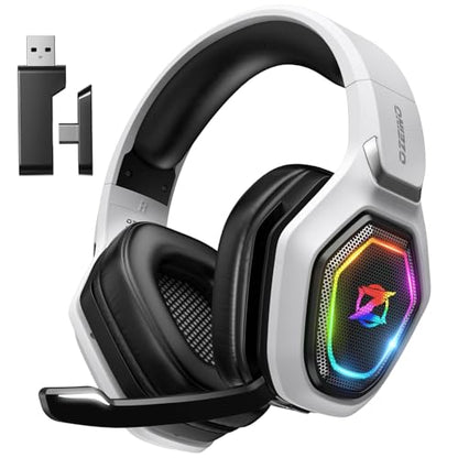 Ozeino Wireless Gaming Headset for PS5, PC, Switch| Lossless Audio-40H Batt - color: Black and White