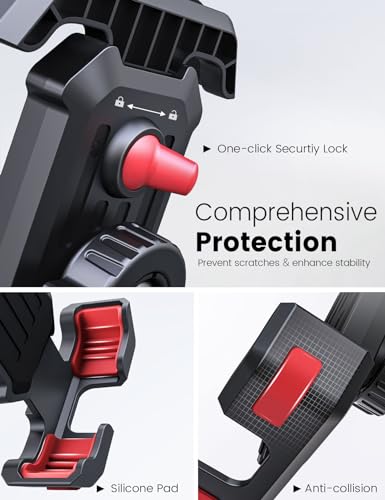 Bike Phone Holder [Avoid Glare] [Super Easy Install] Handlebar Phone Mount - color: Black Red With Sunshade (1 PC)