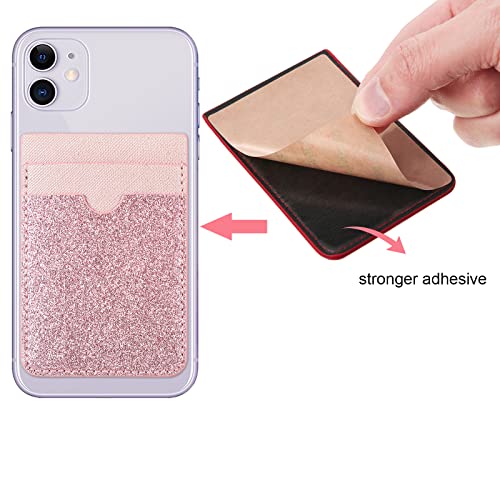 6 Pcs 6 Pcs Stick on Phone Card Holder Wallet, Solid, Bright Color - color: Bright Color