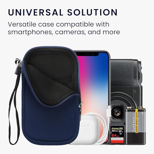 kwmobile Universal Phone Pouch Size L - 6.5" - Neoprene Smartphone Pouch with Zip - Water-Repellent Mobile Phone Case - Sleeve in Dark Blue - color: dark blue, size: L - 6.5"