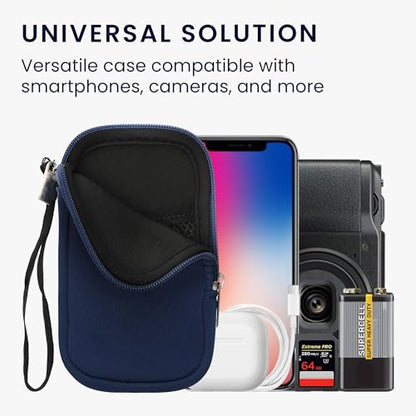 kwmobile Universal Phone Pouch Size L - 6.5" - Neoprene Smartphone Pouch with Zip - Water-Repellent Mobile Phone Case - Sleeve in Dark Blue - color: dark blue, size: L - 6.5"