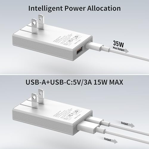 Ultra Flat USB C Wall Charger, Dual Port, Super Fast USB C & Fast USB A - style: 35W-Ultra Thin