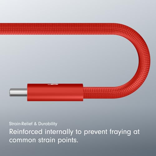 Beats 240W USB-C to USB-C Braided Cable, Fast Charging, Durable/Tangle Free, Compatible with Apple and Android Devices (3 m/10 ft) – Rapid Red - color: Rapid Red, size: 10 ft, style: USB-C to USB-C