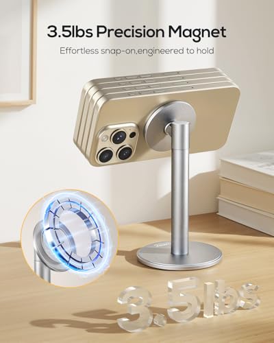 Nulaxy Magnetic Full Aluminum Cell Phone Stand with 360 Rotating, Silver - color: B-Silver