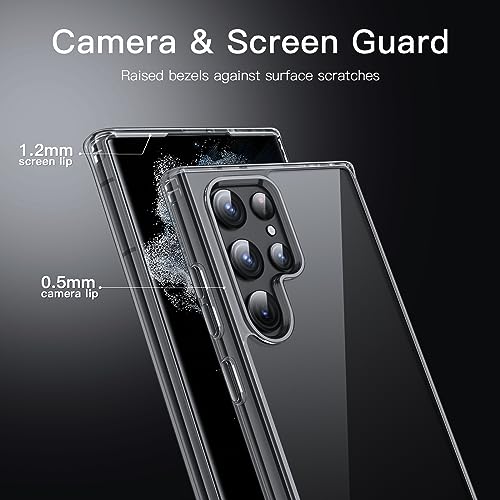 JETech Case for Samsung Galaxy S22 Ultra, Anti-Yellowing, Black | Shockproof Protection, Scratch Resistant Hard PC Back, Durable Transparent TPU Bumper - color: Black
