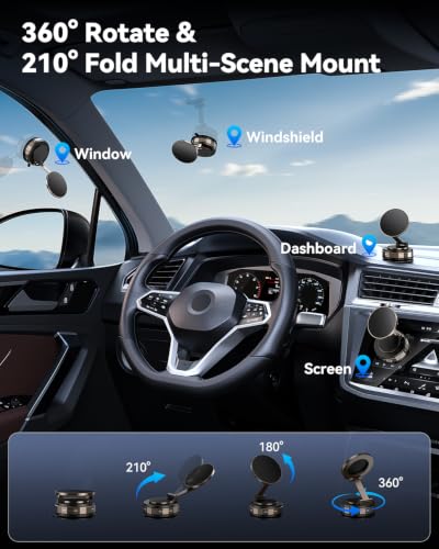 TECKNET Car Phone Holder,Vacuum Magnetic 360°Adjustable MagSafe Car Mount