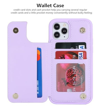 iCoverCase Compatible with iPhone 11 Pro Phone Case with Card Holder, Wallet Case for Women Men RFID Blocking PU Leather Protective Case 5.8 Inch (Light Purple) - color: Light Purple