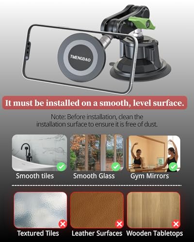 Magnetic Car Phone Holder, Ultra Stable Windshield Phone Mount, Strong Suction Cup & Powerful Magnetic, 360° Rotatable, Durable Premium Aluminum Alloy, for All Vehicles & All Smartphones - style: Extended