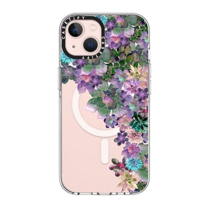CASETiFY for iPhone 13 Case - Impact Clear Compatible with MagSafe | Not Yellowing | 6.6 ft. 3x Military Grade Drop Protection | MY SUCCULENT GARDEN | Clear - color: MY SUCCULENT GARDEN, size: Iphone 13 (6.1")