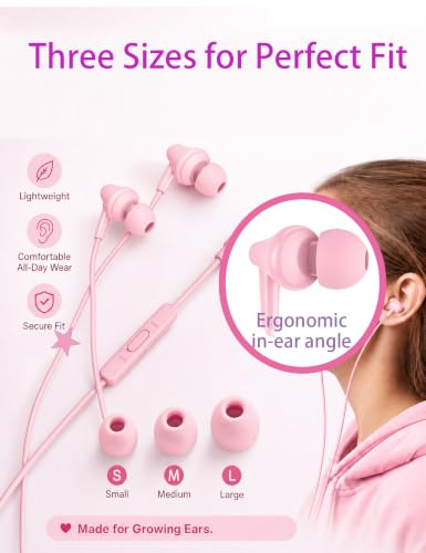 2-Pack Wired Earbuds with Cases, 3.5mm School Headphones,Daisies Butterfly - color: Mermaid & Cats
