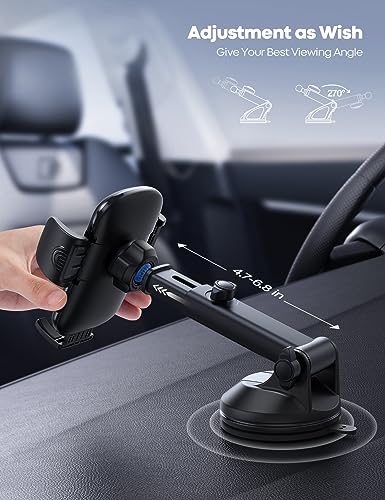 Lamicall Car Phone Holder Military-Grade Suction Cup Dashboard Windshield - color: NEW Upgraded - Dark Grey