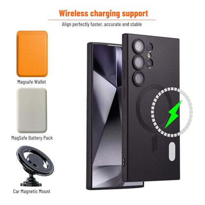 Magnetic for Samsung Galaxy S24 Ultra Case,Soft Silicone Samsung S24 Ultra Phone Case with Camera Protection,Slim Fit Anti-Scratch Samsung S24 Ultra Case Cover Compatible with MagSafe,Black - color: Black, size: S24 Ultra