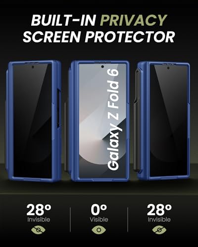 for Samsung Galaxy Z Fold 6 Case with Privacy Screen Protector, Blue - color: Blue-Y
