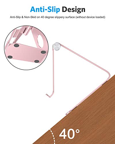 OMOTON T1 Adjustable Tablet Stand for Desk, Aluminum Holder Rose Gold - color: Rose Gold