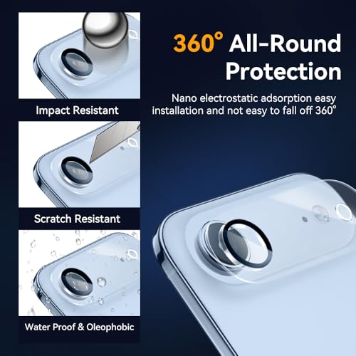 Camera Lens Protector for iPhone 17 Air 6.6",9H Tempered Glass，Ultra HD, Scratch Resistance Easy to Install，Case Friendly， 3-Pack - size: iPhone17 Air