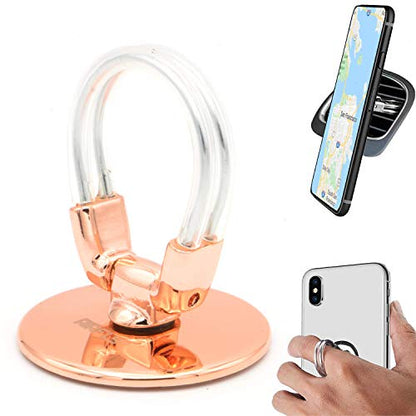 AirFly Phone Finger Ring Holder, 4 in 1, Universal Metal Phone Ring, Table Stand Kickstand, Car Vent Mount, Finger Grip Compatible All Smartphones (Rose)