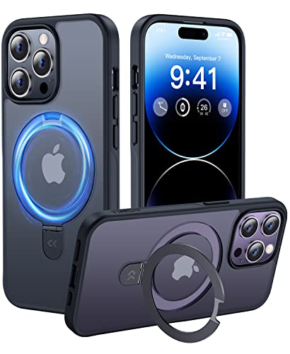 CASEKOO Designed for iPhone 14 Pro Case with Magnetic Invisible Stand [Military Drop Protection] [Compatible with MagSafe] Shockproof Slim Matte Translucent Pro Case 6.1 Inch, Black - color: Black, size: for 14 Pro Case 6.1"