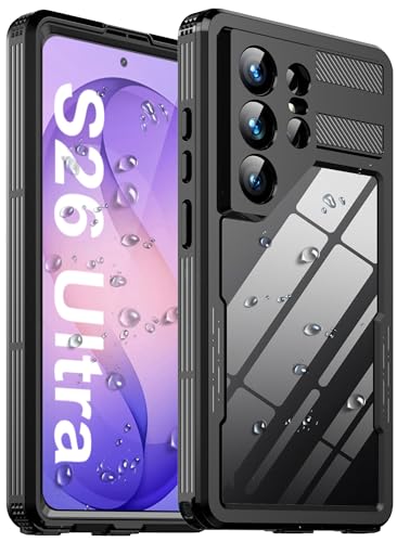 for Samsung Galaxy S26 Ultra Case Waterproof, with Built-in Screen Protector Dustproof Shockproof Full Body Underwater Protective Phone Case Cover (Black) - color: Black, size: Galaxy S26 Ultra