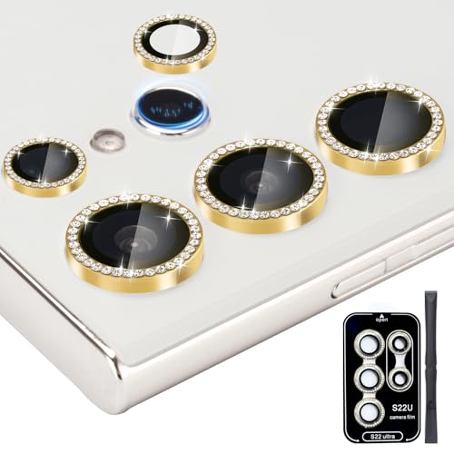 Camera Lens Protector for Samsung Galaxy S22 Ultra, Diamond Gold - color: Diamond Gold