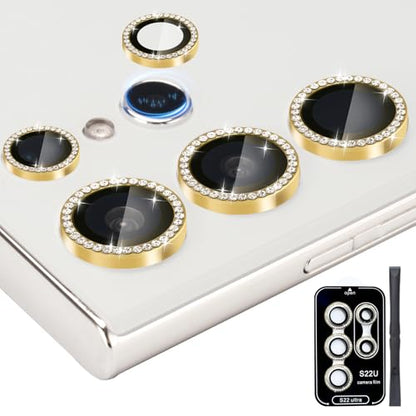 Camera Lens Protector for Samsung Galaxy S22 Ultra, Diamond Gold - color: Diamond Gold