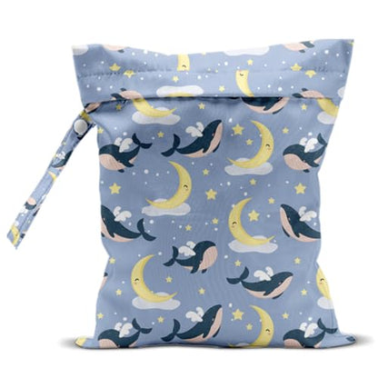 Whale Wet Dry Bags for Diaper Waterproof Swimsuit Washable Reusable Bag for Beach Diapers Dirty Yoga Gym Clothes Plant Gifts for Friend Men Women 12.5x10.2 Inches - color: Whale2