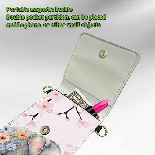 Small Crossbody Bags with Adjustable Shoulder Strap - color: Flower Elephant