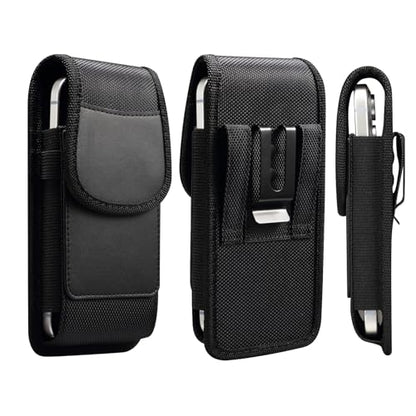 Cell Phone Holster Nylon Belt Pouch Metal Clip Holder Case for iPhone 17 Pro Max Samsung Galaxy S26 Ultra S25 FE S24 Ultra A16 A15 A26 A36 A17 Moto G Power 2025 Moto G 5G 2025 Moto Play 2024 (L) - size: L