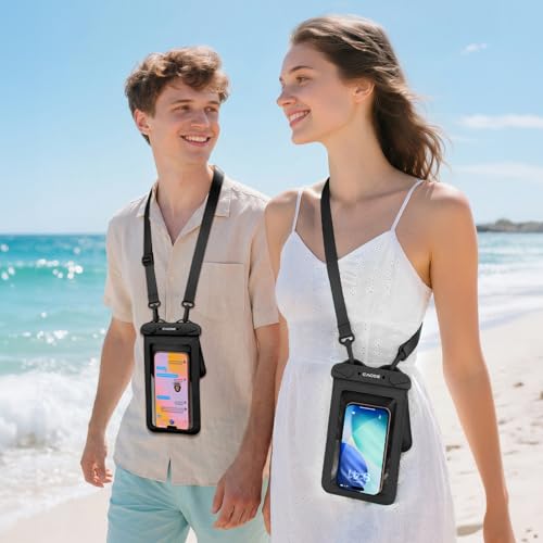 CACOE Waterproof Phone Pouch 2 Pack Up to 8.8", Double Bag, Black+Black | IPX8 Waterproof Phone Case,Adjustable Lanyard,Dry Bags for Beach/Cruise/Travel/Camping/Kayak/Hiking/Lake/Vacation Essentials - color: Black+Black