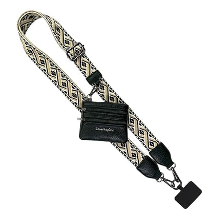 Save the Girls Clip & Go Phone Lanyard with Wallet Pouch, XOXO Black - color: Xoxo Black