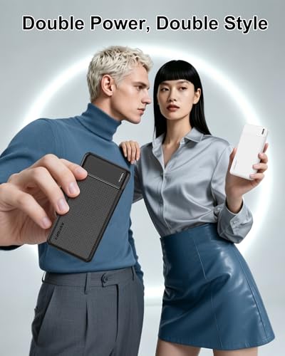 AsperX 2-Pack 10000mAh Slim Portable Charger,USB C Battery Pack Power Bank - color: white+black