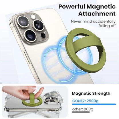 Magnetic Silicone Ring Grip Phone Holder, Loop Grip Phone Holder,Magnetic Phone Loop,Magsafe Phone Grip,Compatible with Magsafe for iPhone 16/15/14/13/12 Series (Wasabi Green) - color: Wasabi Green