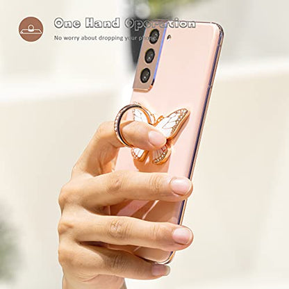 Doflyesky Butterfly Cell Phone Ring Grip Holder, 360 Degrees Rotation Phone Ring Grip Stand, Metal Finger Kickstand Compatible with iPhone, Samsung Galaxy, Android Phone Cases