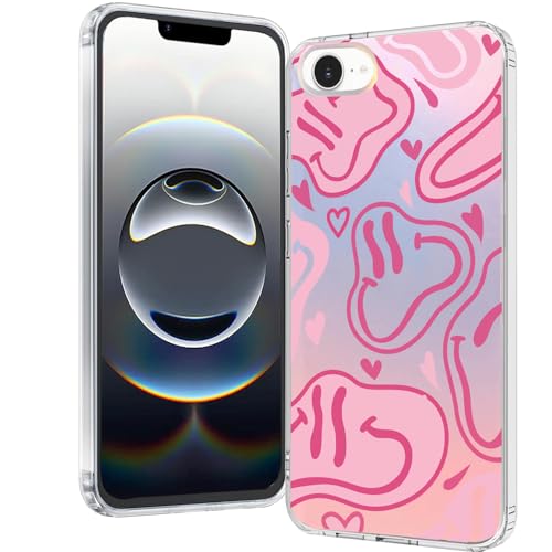 for iPhone 17e & 16e Case: Slim Clear Matte Cute Flowers Floral Design for Girls Women Military Grade Drop Protection TPU Bumper Shockproof Silicone Phone Cover (Fun Smile) - color: Fun Smile