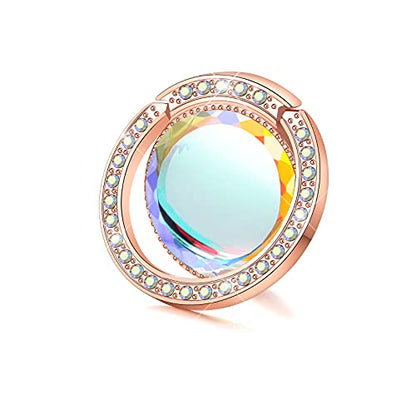 Glitter Bling Bling Phone Ring Holder,Sparkle Phone Ring Grip Artificial Stand with Flat Diamond,Flat Rhinestone Cell Finger Ring for Phones,Pad(Rose Gold) - color: Rose Gold