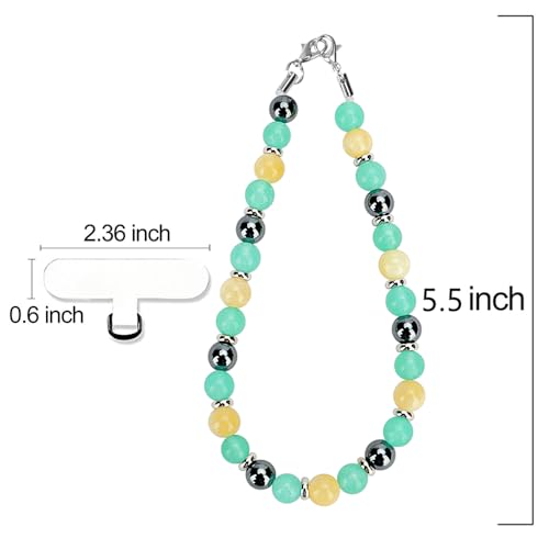 VICHUNHO Marble Beaded Phone Wrist Strap, Cellphone Lanyard with Tether Tab, Hands-Free Wristlet Bracelet - color: Green