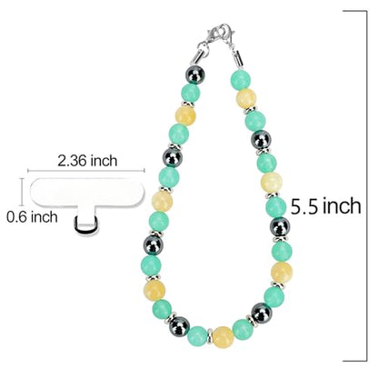 VICHUNHO Marble Beaded Phone Wrist Strap, Cellphone Lanyard with Tether Tab, Hands-Free Wristlet Bracelet - color: Green