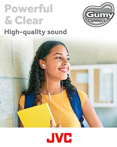 JVC Gumy Connect USB-C Wired Earbuds Headphones, Delay-Free for Videos and Gaming, Built-in DAC Reduces Noise and Improves Sound Quality, 9.2 mm Diameter Neodymium Drivers - HAFR9UCW (White) - color: White, size: USB-C Jack