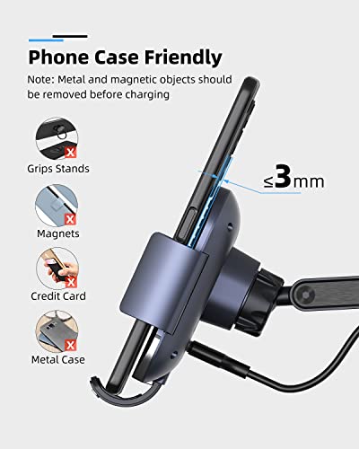 2in1 15W Triple Coil Qi Wireless Charger Mirror Mount Holder Station for Samsung Galaxy Z Fold6 Fold5 Fold4 Z Fold3 Fold S24 Ultra Note20 iPhone 15 Pro Max Infrared Auto Clamp Fast Charger