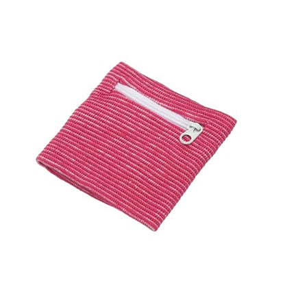 Wrist Wallet Wristband with Zipper, Cotton Wrist SweatBands Sports Absorb Sweat - color: Rose Red