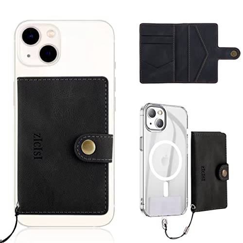 for Apple Magsafe Wallet,Magnetic Phone Wallet for iPhone 16/15/14 Pro Max/14 Pro/14 Plus/13/12 Series,5 Card Holders with Magsafe and RFID Blocking,Vegan Leather,Black - color: Black