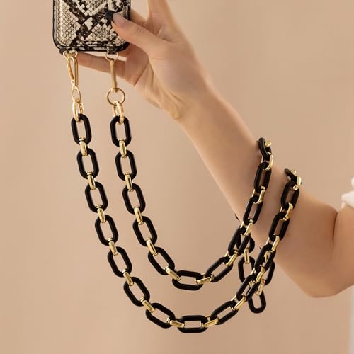 Phone Crossbody Chain Cell Phone Lanyard,Acrylic Shouder Strap Universal Cellphone Chain Strap with Tether Patches Compatible with Most Phones Bag Purse (T) - color: I