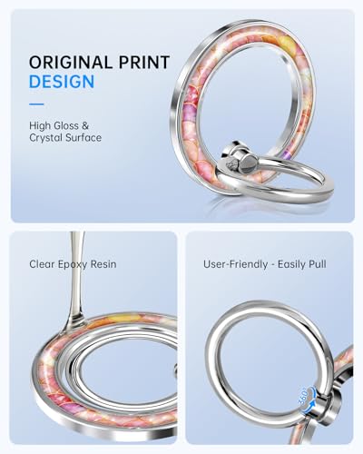 Magnetic Phone Ring, Compatible with MagSafe Phone Grip, Fish Conch - color: Fish Conch