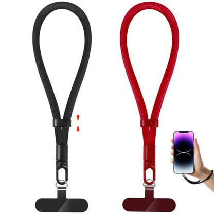 Phone Lanyard, 2 Pack Adjustable Cell Phone Lanyard Strap, Hand Wrist Strap Lanyard with Tether Tabs for Smartphones - color: Black+chinese Red