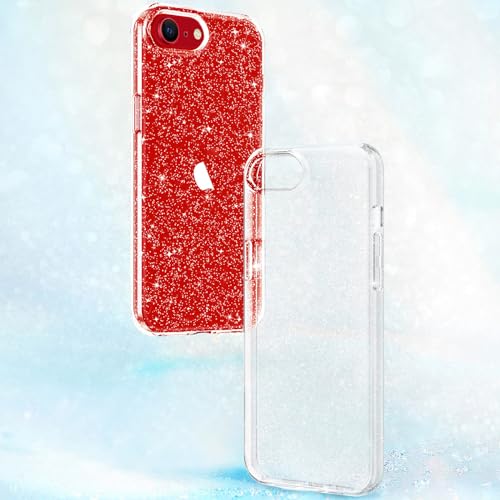 JJGoo Compatible with iPhone SE Case 2022/2020, Compatible with iPhone 7 8 Case, Bling Sparkle Soft TPU Anti-Scratch Shockproof Protective Phone Bumper, Women Girls Cute Slim Phone Case, Clear Glitter - color: Clear Glitter