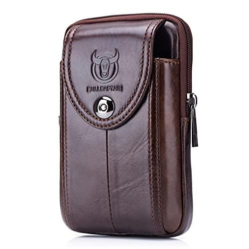 Leather Waist Pack Phone Belt Bag for Men Loop Holster Wallet Cellphone Case Pouch Pack Clip Money Purse - color: #02coffee
