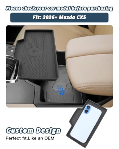 Ruiya 2026 CX5 Silicone Wireless Charging Pad for 2026 Mazda CX5 Accessories Non-Slip Console Tray Mat Compatible with 2026 Mazda CX5 2.5 S Premium Plus/2.5 S/Select/Preferred/Premium - color: 2026+ CX5 Wireless Mats