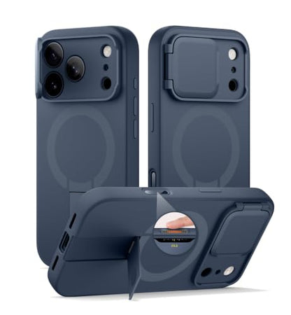 SURITCH for iPhone 17 Pro Case with Camera Control Cover, Camera Cover and Adjustable Kickstand, Compatible with MagSafe, Shockproof Bumper Protective Cases 6.3 Inch, Blue - color: Blue, size: IPhone 17 Pro-6.3"