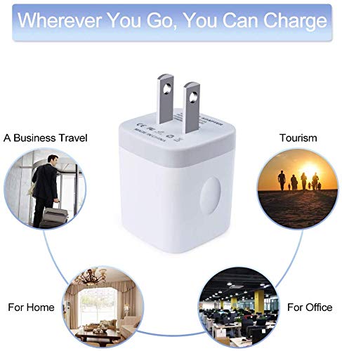 USB Wall Charger,Charging Adapter 2.1A Dual Port Charging Block Plug Head - color: Pure White