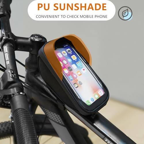 Bike Phone Mount Bag, Waterproof Bicycle Phone Holder with Touchscreen & Sun Visor, Frame Phone Bag Fits Up to 7 Inch Phones for Cycling Commute - style: Arc
